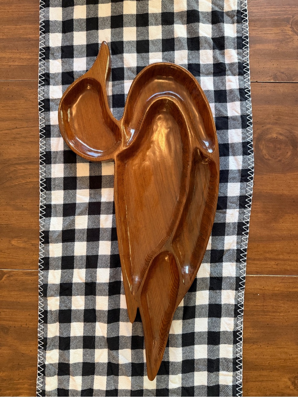 Handcrafted Brown Wood Divided Serving Tray - Rustic Home Accent
